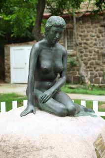 fotografia, materiale, libero il panorama, dipinga, fotografia di scorta,Mt. Yantai Park statua di bronzo, facendo il turista macchia, donna, donna nuda, ricorso