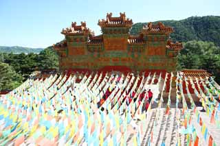 Foto, materiell, befreit, Landschaft, Bild, hat Foto auf Lager,XumiFushouTemple Stein lazuli Ziegel Bo, , Zinnoberrot, blauer Himmel, Tibetanischer Buddhismus