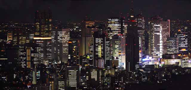 Foto, materiell, befreit, Landschaft, Bild, hat Foto auf Lager,Eine Nacht von Sicht von Shinjuku, Shinjuku, Das Bauen von Gruppe, Das Stadtzentrumsgebiet, Hochhaus