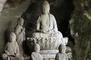 fotografia, material, livra, ajardine, imagine, proveja fotografia,Mt. visto Okuno-em Templo nenhuma caverna de rhea, Budismo, Ishibotoke, Imagem budista, Realizao
