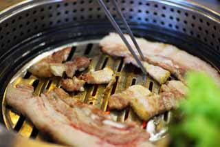 photo,material,free,landscape,picture,stock photo,Creative Commons,Samgyeopsal, Korean food, Roasted meat, Pork, plate