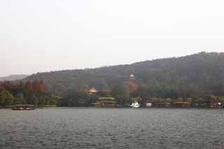 fotografia, materiale, libero il panorama, dipinga, fotografia di scorta,Xi-hu il lago, nave, Saiko, , Foglie colorate