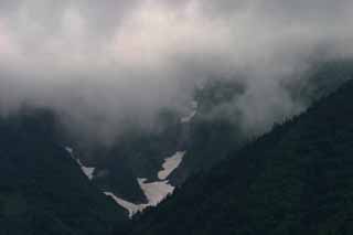 fotografia, materiale, libero il panorama, dipinga, fotografia di scorta,Velo di nebbia su Mt. Hotaka, nebbia, , nube, montagna