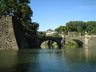 fotografia, materiale, libero il panorama, dipinga, fotografia di scorta,Edo-jo il Castello, fossato, Ishigaki, ponte di pietra, remo