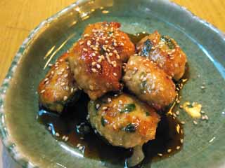, , , , ,  ., tsukune,  , cock dumpling, Sesame, Sauce