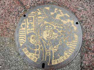photo,material,free,landscape,picture,stock photo,Creative Commons,Momotaro manhole, The sewer, Taro Momo, folktale, old tale