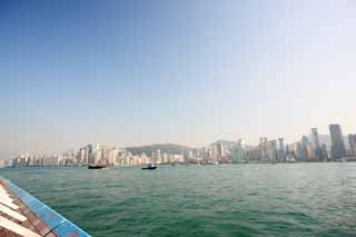 photo,material,free,landscape,picture,stock photo,Creative Commons,Hong Kong Island, high-rise building, The sea, ship, 