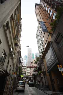 fotografia, materiale, libero il panorama, dipinga, fotografia di scorta,Secondo Hong Kong, distretto che fa compere, cartello, costruendo, pendio