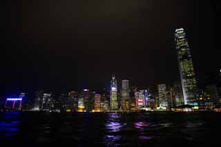 fotografia, material, livra, ajardine, imagine, proveja fotografia,A viso noturna de Hong Kong, arranha-cu, construindo, Non, viso noturna