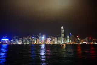 fotografia, material, livra, ajardine, imagine, proveja fotografia,A viso noturna de Hong Kong, arranha-cu, construindo, Non, viso noturna