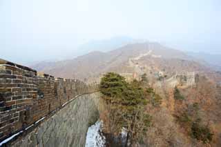 Foto, materieel, vrij, landschap, schilderstuk, bevoorraden foto,Mu Tian Yu Great Wall, Kasteel muur, Uitkijk op een kasteel, De Hsiung-nu, 