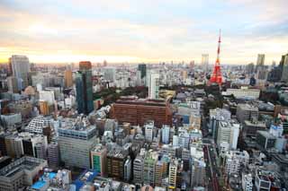 Foto, materieel, vrij, landschap, schilderstuk, bevoorraden foto,Tokio panorama, Gebouw, De benedenstad wijk, Tokio Toren, Toranomon