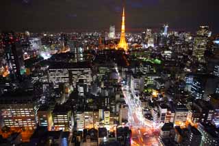 Foto, materiell, befreit, Landschaft, Bild, hat Foto auf Lager,Tokyo Nacht Sicht, Gebude, Das Stadtzentrumsgebiet, Tokyo-Turm, Akasaka