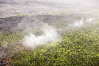 photo,material,free,landscape,picture,stock photo,Creative Commons,Hawaii Island aerial photography, Lava, The crater, crack in the ground, forest fire