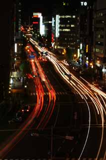 photo,material,free,landscape,picture,stock photo,Creative Commons,Night of Sakurada Street, headlight, trace of light, taillight, automobile