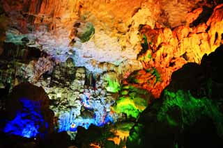 Foto, materieel, vrij, landschap, schilderstuk, bevoorraden foto,Halong Bay Tien Kung grot, , , , 