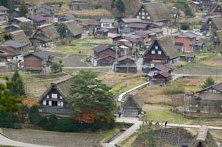 fotografia, material, livra, ajardine, imagine, proveja fotografia,Shirakawago comandando, Arquitetura com ridgepole principal, Colmando, casa privada, paisagem rural