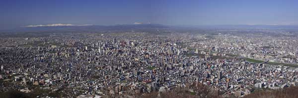 fotografia, material, livra, ajardine, imagine, proveja fotografia,Sapporo-shi varrem do olho, Hokkaido, observatrio, rea de cidade, cu azul