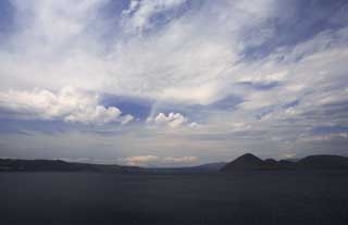 photo, la matire, libre, amnage, dcrivez, photo de la rserve,Lac Toya-ko et Mt. oseille, Lac Toya-ko, lac, nuage, ciel bleu