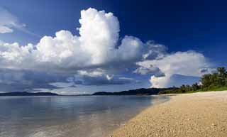 Foto, materiell, befreit, Landschaft, Bild, hat Foto auf Lager,Sommer der Ishigaki-jima-Insel, Wolke, Spinne, sandiger Strand, blauer Himmel