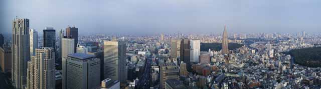 Foto, materieel, vrij, landschap, schilderstuk, bevoorraden foto,Shinjuku nieuw ontwikkelde stad centrum, Gebouw, De Tokio Metropolitgovernment Office, Docomo toren, Onderdaan rijweg
