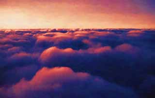 illust, materiale, libero panorama, ritratto dipinto, matita di colore disegna a pastello, disegnando,Un mare di nubi di garofano leggero, Cremisi, Rosso, nube, Io sono profondo rosso