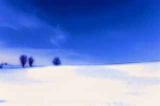 illust, materiell, befreit, Landschaft, Bild, Gemlde, Farbbleistift, Wachsmalstift, Zeichnung,,Ein schneebedecktes Feld, schneebedecktes Feld, Berg, Baum, blauer Himmel