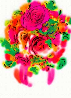 illust, matire, libre, paysage, image, le tableau, crayon de la couleur, colorie, en tirant,Un bouquet, Bouquet, rose, , 