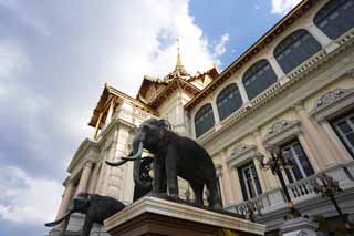 foto,tela,gratis,paisaje,fotografa,idea,Palacio de Chakri, Gold, Un elefante, El palacio real, Turismo