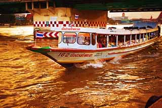 illust, matire, libre, paysage, image, le tableau, crayon de la couleur, colorie, en tirant,Un bateau de Chao Phraya , bateau, autobus d'eau, , Le Menam