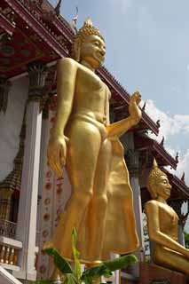 Foto, materieel, vrij, landschap, schilderstuk, bevoorraden foto,Gelukkige Boeddha, Tempel, Boeddhist afbeelding, Goud, Bangkok