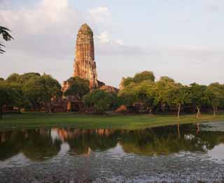 Foto, materieel, vrij, landschap, schilderstuk, bevoorraden foto,Wat Phraram, Wereldwijd cultureel heritage, Boeddhisme, Pagoda, Ayutthaya verblijft