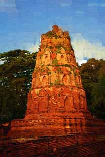 illust, , , , , ,  ,  , .,Wat Phra Mahathat,   , , pagoda,  