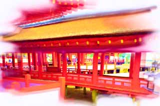 illust, , , , , ,  ,  , ., Itsukushima- Shrine,   , Otorii, Shinto shrine,  cinnabar 