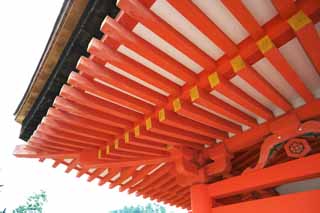 photo,material,free,landscape,picture,stock photo,Creative Commons,A roof of Itsukushima-jinja Shrine, World's cultural heritage, main shrine, Shinto shrine, I am cinnabar red