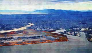 illustration,material,free,landscape,picture,painting,color pencil,crayon,drawing,It is Mt. Fuji on Kanto plains, Mt. Fuji, Singularity, Japanese wistaria, An aerial photograph