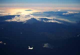 fotografia, materiale, libero il panorama, dipinga, fotografia di scorta, Ooshima, Izu in Mt. Fuji, Mt. Fuji, Singolarit, Glicine giapponese, Una fotografia aerea