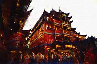illustration,material,free,landscape,picture,painting,color pencil,crayon,drawing,Yu Yuan, YuYuan, , , Chinese building