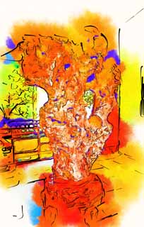 illust, matire, libre, paysage, image, le tableau, crayon de la couleur, colorie, en tirant,Un calcaire dform de Zhuozhengyuan, pierre, , patrimoine de l'humanit, jardin