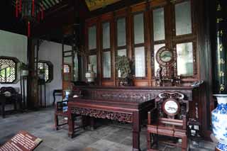 fotografia, material, livra, ajardine, imagine, proveja fotografia,O quarto de 36 edifcio de patos de mandarim de Zhuozhengyuan, cadeira, , mesa, jardim