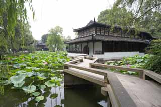photo, la matire, libre, amnage, dcrivez, photo de la rserve,Miyama dominent de Zhuozhengyuan, Architecture, pont, Hasuike, jardin
