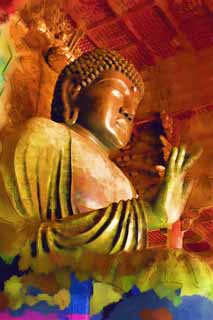 illust, materiale, libero panorama, ritratto dipinto, matita di colore disegna a pastello, disegnando,Una grande statua di Budda di Nara, Bronzo, grande statua di Budda, Buddismo, Immagine buddista