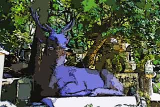 illust, materiale, libero panorama, ritratto dipinto, matita di colore disegna a pastello, disegnando,La statua di bronzo del cervo, , cervo, , includa bronzo
