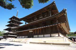 photo, la matire, libre, amnage, dcrivez, photo de la rserve,Temple Horyu-ji, Bouddhisme, sculpture, Cinq pagode Storeyed, Un temple intrieur