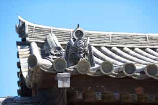 fotografia, materiale, libero il panorama, dipinga, fotografia di scorta,Tegola di cresta-fine di Tempio di Horyu-ji, Buddismo, tetto, Ritratto, tegola