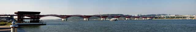 fotografia, materiale, libero il panorama, dipinga, fotografia di scorta,Un ponte attraverso il Han, ponte, macchina, grande fiume, La superficie dell'acqua