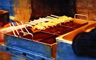illustration,material,free,landscape,picture,painting,color pencil,crayon,drawing,The oden of the stand, Oden, Food boiled and seasoned, stand, 