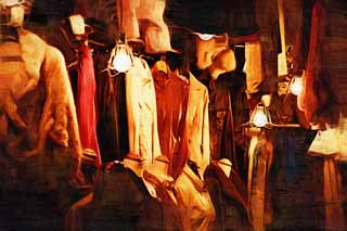 illustration,material,free,landscape,picture,painting,color pencil,crayon,drawing,Namdaemun market, An electric bulb, leather coat, Outfitting, hanger