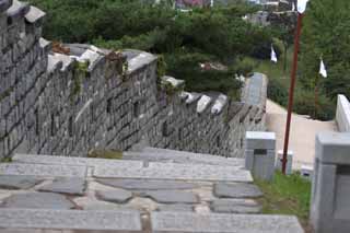 fotografia, materiale, libero il panorama, dipinga, fotografia di scorta,Il muro di castello di Fortezza di Hwaseong, castello, prenda a sassate pavimentazione, tegola, muro di castello
