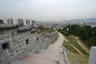 photo, la matire, libre, amnage, dcrivez, photo de la rserve,Le mur de chteau de Forteresse Hwaseong, chteau, chausse de pierre, carreau, mur de chteau